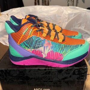 AND1 Kids' Colorful High-Top Sneakers - Orange, Purple, Green, Pink